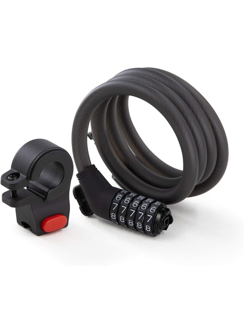 5-Digit Combination Cable Lock for Bikes and Scooters, Black, Large - Image 1